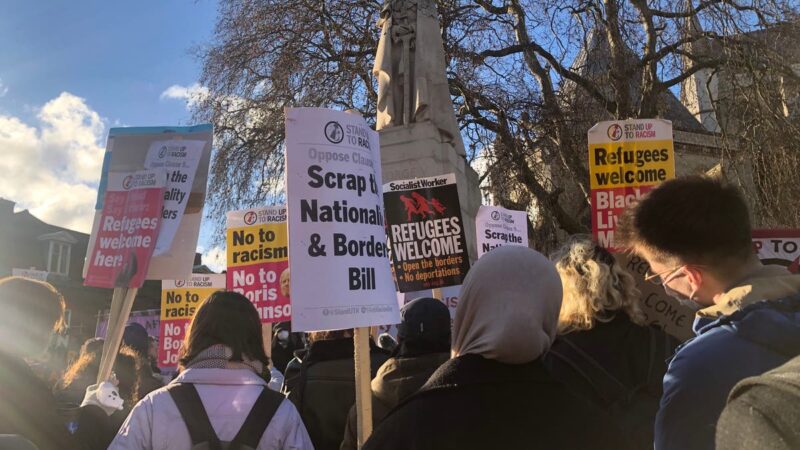‘The most racist law to come to Britain’: Protests against Nationality and Borders Bill outside Parliament