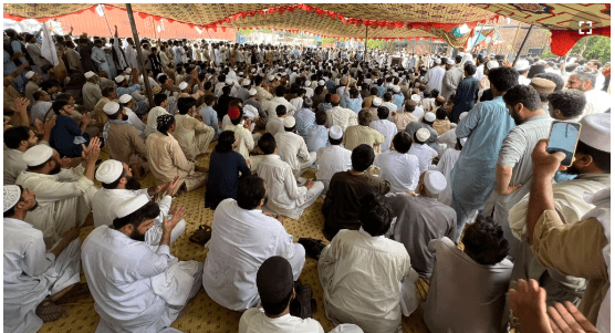 Thousands hold a sit-in protest in northwest Pakistan as the military allegedly fires on a ‘peace march’