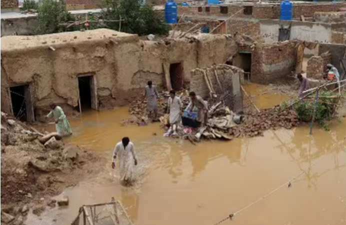 Torrential rains in Pakistan have killed 22 people, including children.