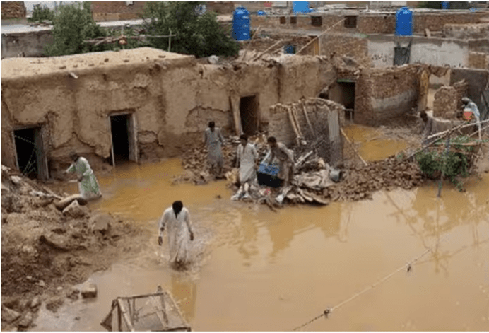 Torrential rains in Pakistan have killed 22 people, including children.