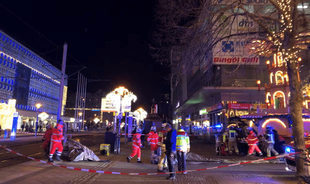 A automobile crashes into a throng at a Christmas market in Germany, killing two people and injuring several more.