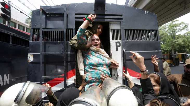 Supporters of Imran Khan gather in Pakistan to protest his two-year jail sentence.